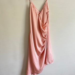 Express Light Pink Asymmetrical Satin Dress Size S